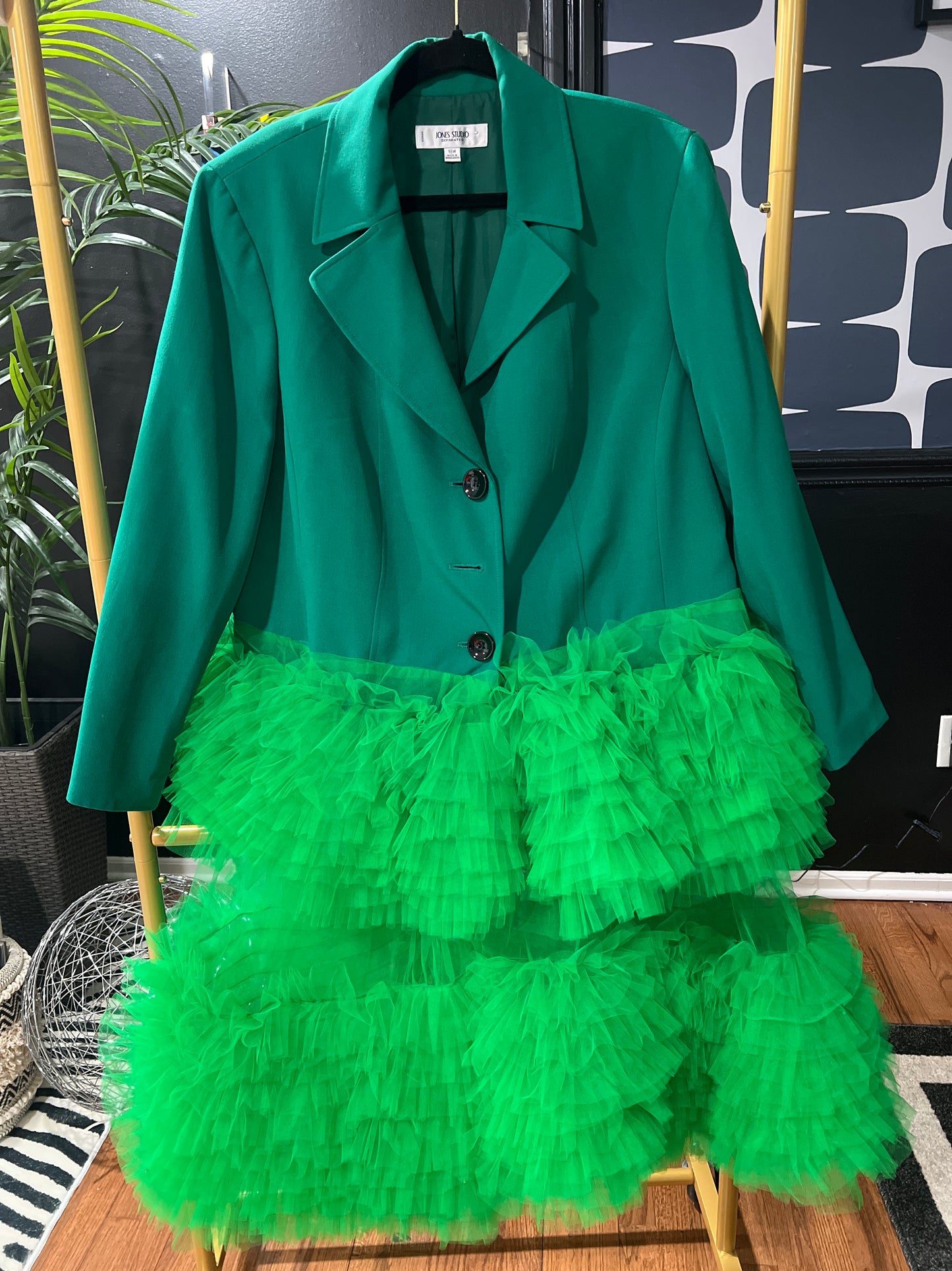 Uniquely Green Tulle Blazer