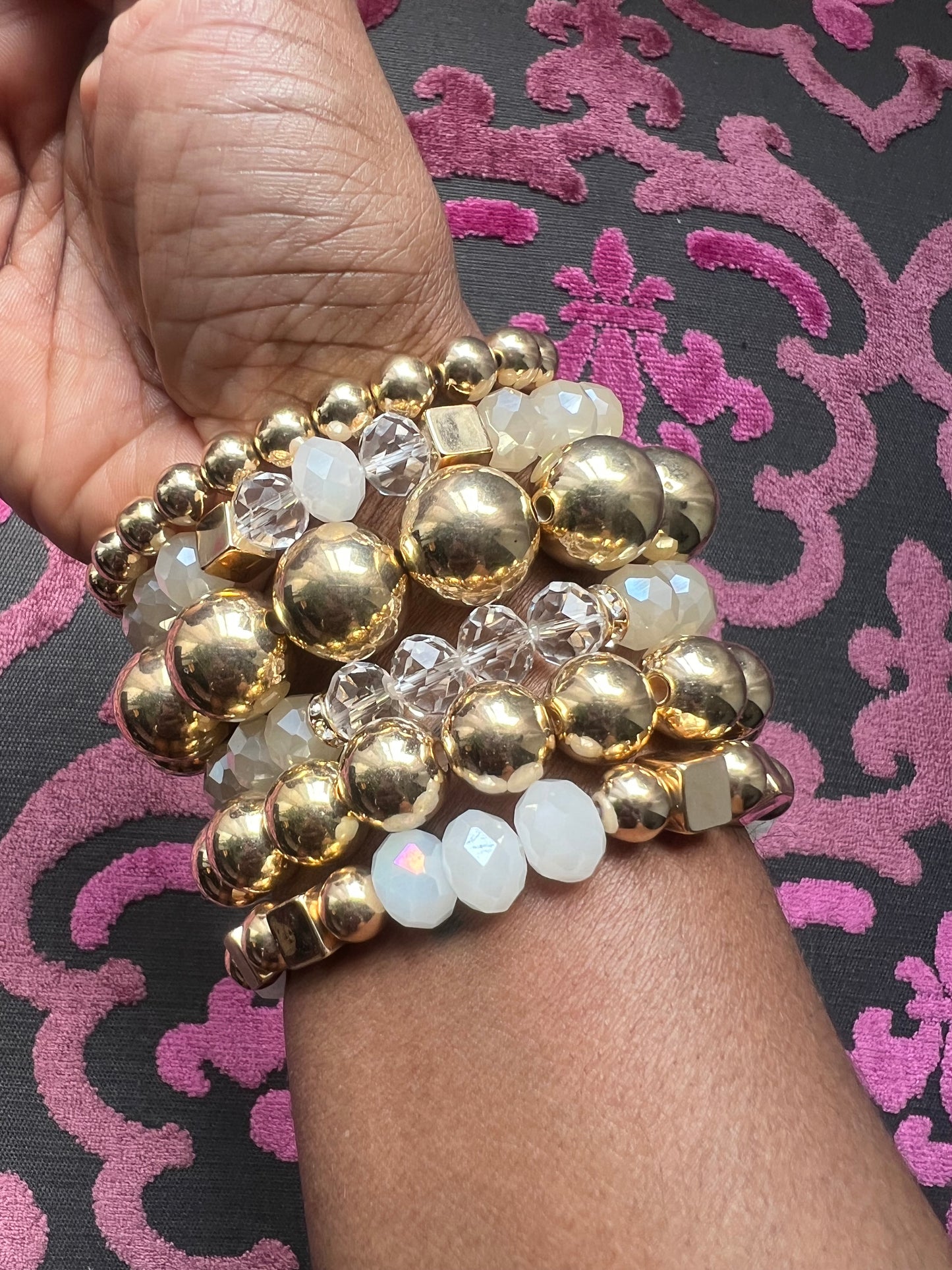 Gold & Clear Bracelet Set