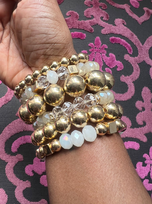 Gold & Clear Bracelet Set