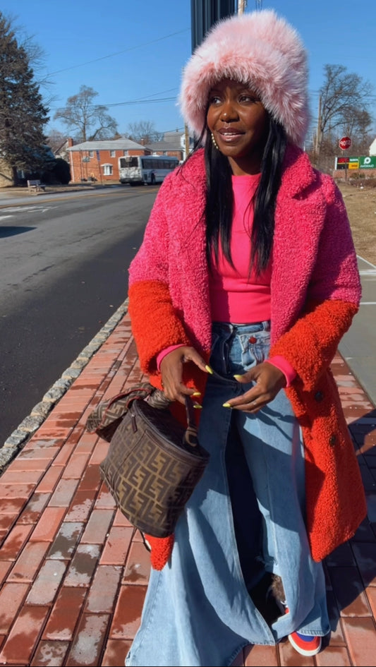 Pink Faux Bucket Hat
