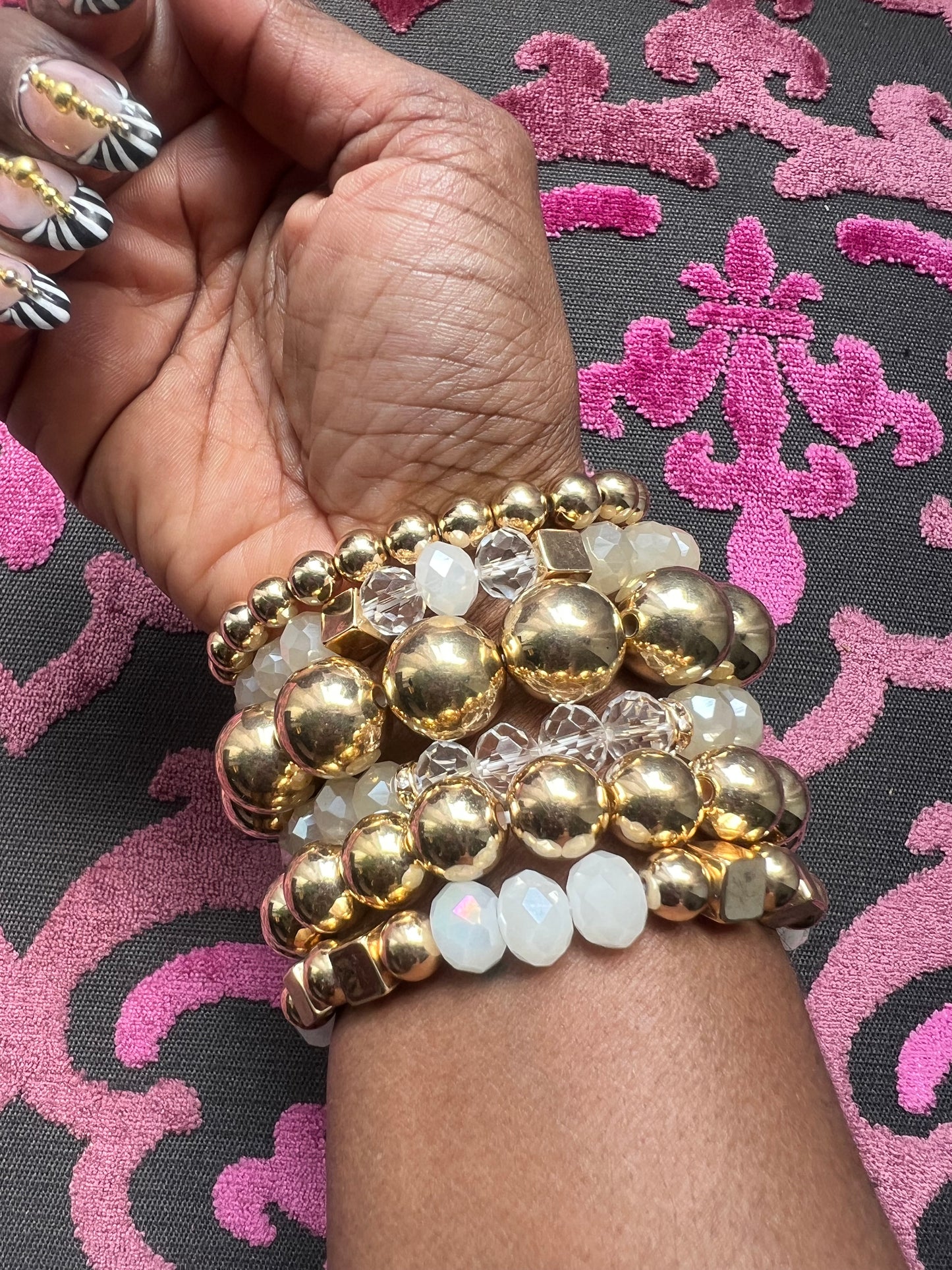 Gold & Clear Bracelet Set