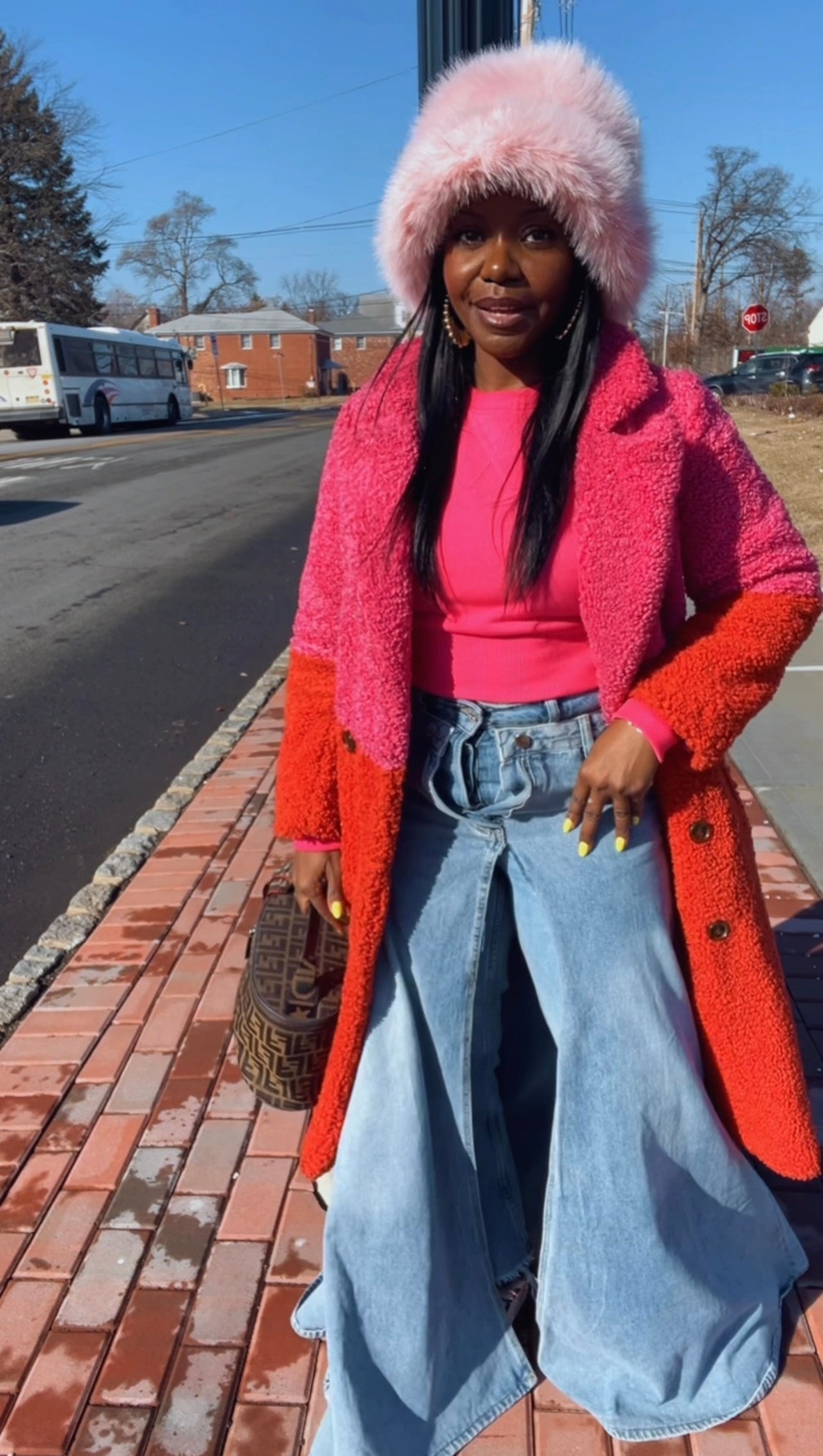 Pink Faux Bucket Hat
