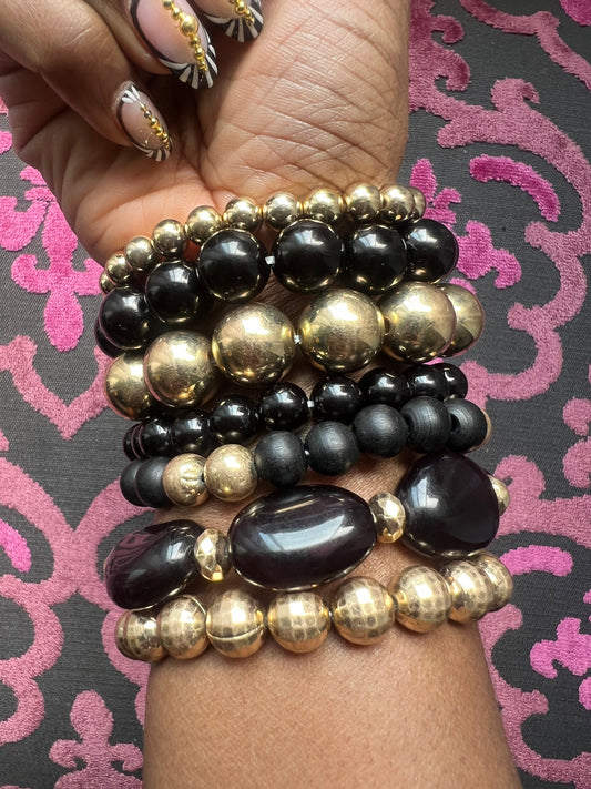 Black & Gold Bracelet Set