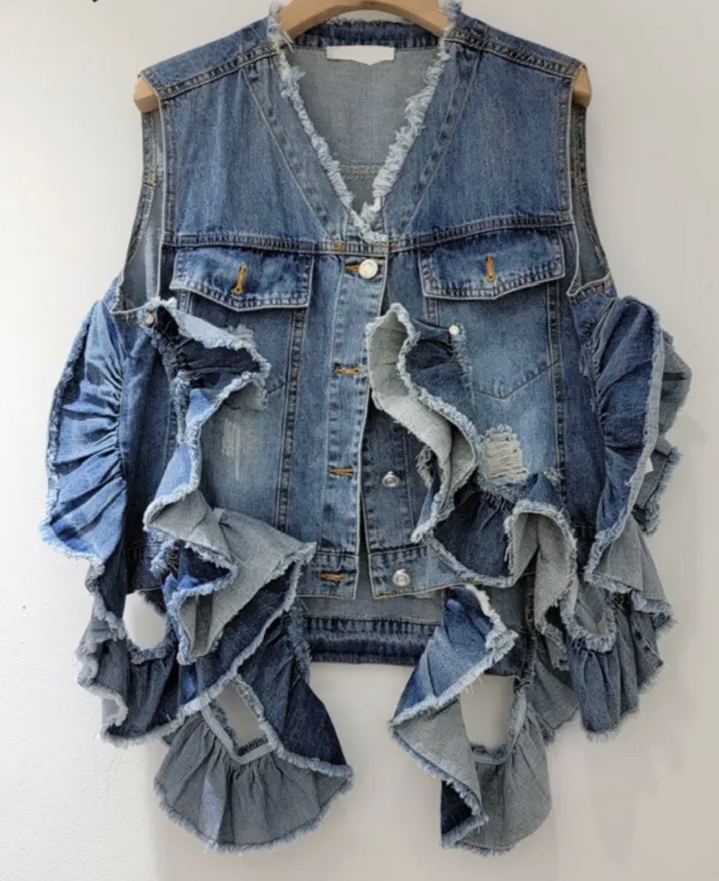 Denim Ruffle Vest