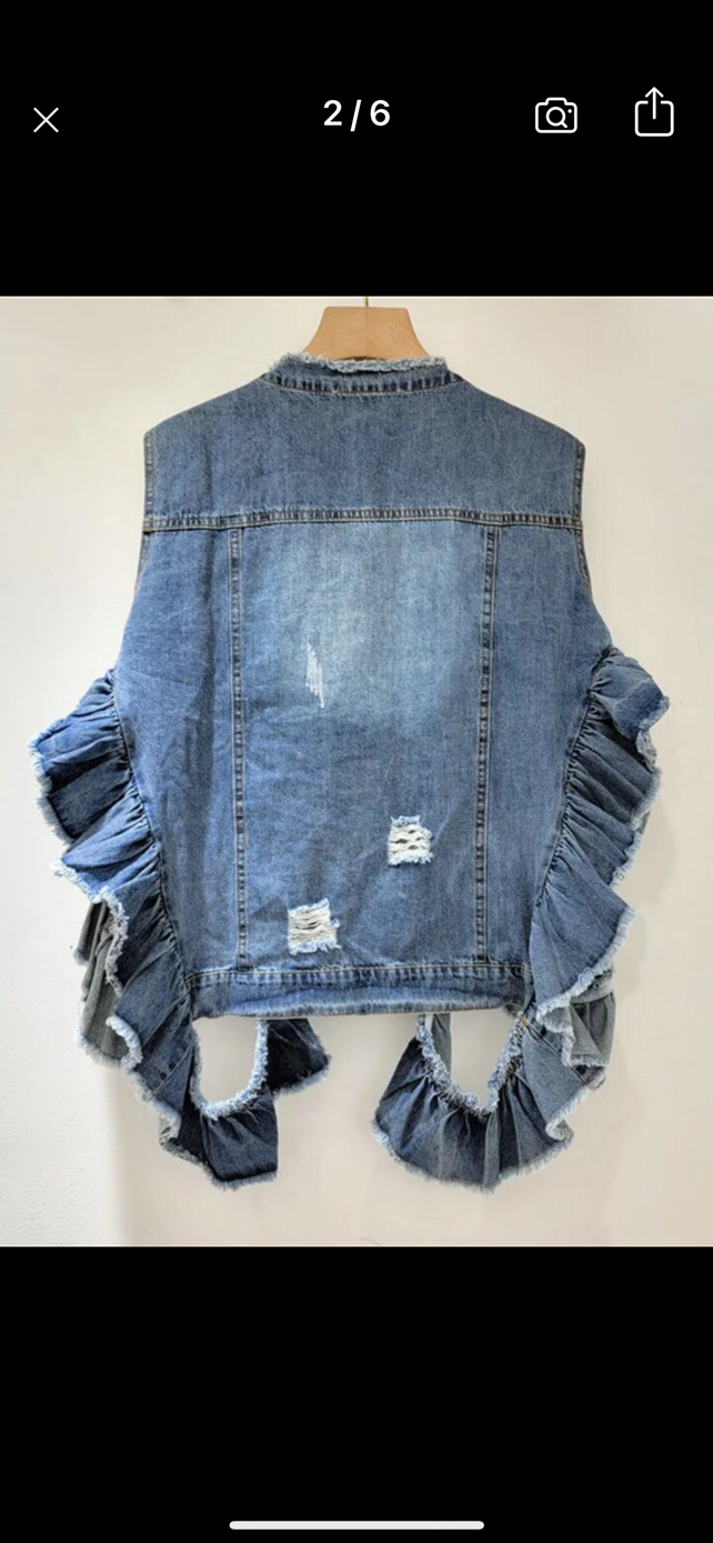 Denim Ruffle Vest