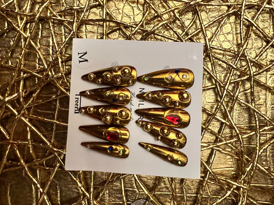 Gold Metallic Press On Nails